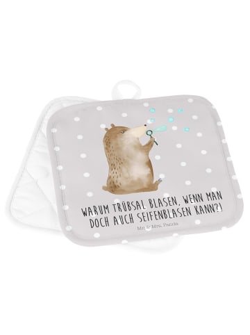 Mr. & Mrs. Panda Topflappen Bär Seifenblasen mit Spruch in Grau Pastell
