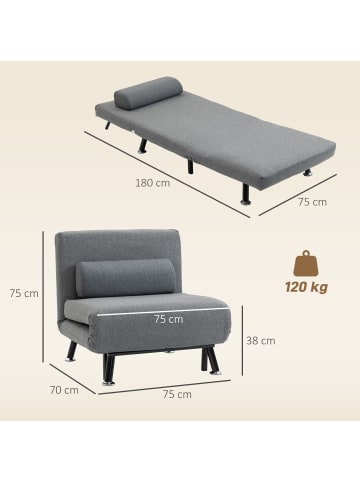 HOMCOM Schlafsessel in Grau 75L x 70B x 75H cm