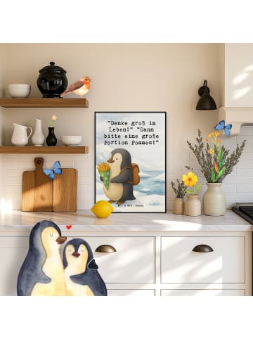 Mr. & Mrs. Panda Bild Pinguin Pommestüte Design mit Spruch in Weiß