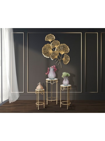 Mauro Ferretti Set aus 3 runden, goldfarbenen Metalltischen, Ø cm 33x70-28x60-23x50