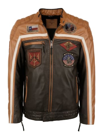 TOP GUN Lederjacke TGJ1005 in dunkelbraun/cognac