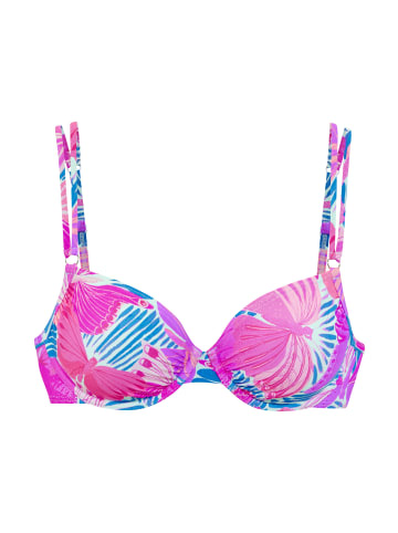Sunseeker Bügel-Bikini-Top in pink-blau bedruckt