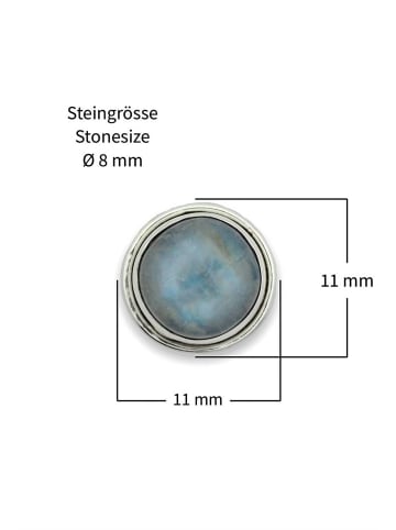 mantraroma 925er Silber - Ohrstecker (L) 11 x (B) 11 mm mit Mondstein