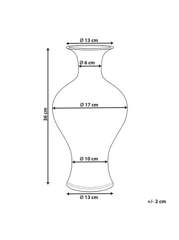 Beliani Blumenvase BERGA in Weiß/Blau - (W) 17 x (H) 36 x (L) 17 cm