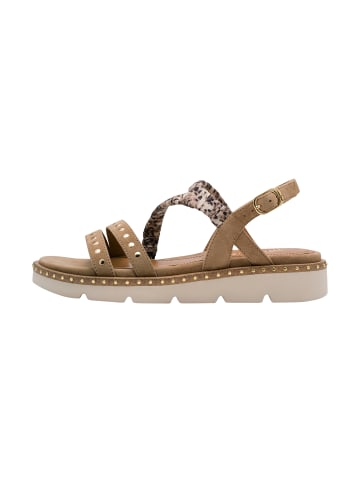 Tamaris Sandalen mit Keilabsatz aus Leder Beige