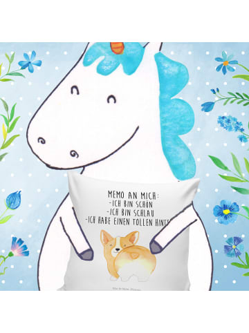 Mr. & Mrs. Panda Kopfkissen Corgi Po mit Spruch in Weiß