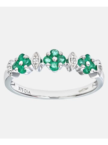 Diamant L'éternel Eternity-Ring aus 375 Weißgold mit Diamant mit Smaragd