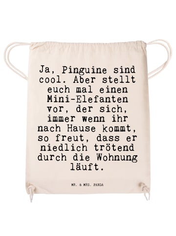 Mr. & Mrs. Panda Sportbeutel Ja, Pinguine sind cool.... mit Spruch in Creme