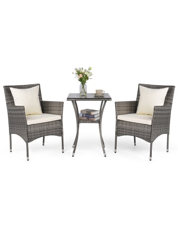 COSTWAY Polyrattan Gartenmöbel 3 tlg. Set in Beige