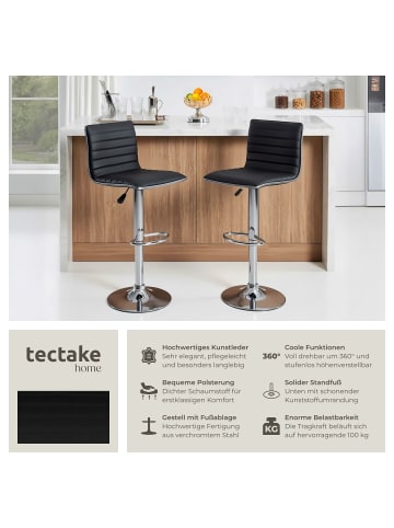 tectake 2er Set Barstühle gepolstert mit Rückenlehne, Sitzhöhe 60 - 81 cm