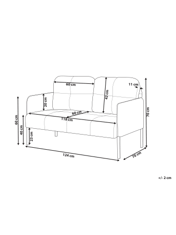 Beliani 2-Sitzer Sofa LAHTI in Braun/Schwarz - (W) 124 x (H) 70 x (L) 70 cm