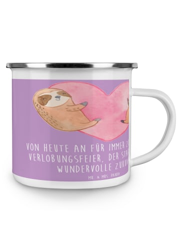 Mr. & Mrs. Panda Camping Emaille Tasse Verlobungsfeier ZuMenschmen ... in Lavendeltraum