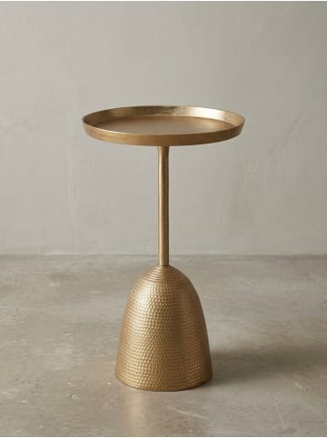 KADIMA DESIGN Runder Beistelltisch in Mattgold, lackiertes Aluminium, 33x33x53 cm