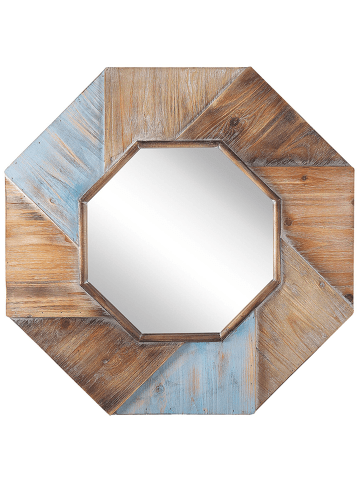 Beliani Wandspiegel MIRIO in Braun/Heller Holzfarbton/Bunt - (W) 77 x (H) 77 x (L) 3 cm