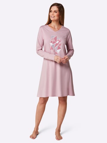 WITT WEIDEN Sleepshirts in mittelblau-rosé-bedruckt + flieder