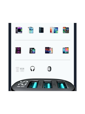 COFI 1453 Joyroom JR-CCD03 3,4A Autoladegerät mit 3x USB-A Display - Schwarz in Schwarz
