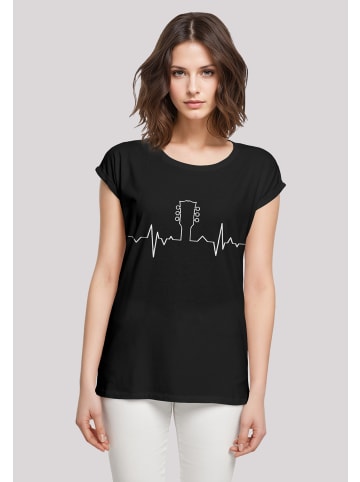 F4NT4STIC Extended Shoulder T-Shirt Gitarre Herzschlag design in schwarz