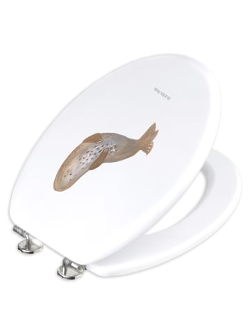 Mr. & Mrs. Panda WC Sitz Robbe Lachen ohne Spruch in Weiß