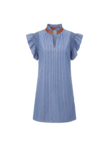 usha BLUE LABEL Women Dress in Sky Blue Stripes