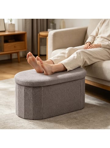 relaxdays Sitzbank in Dunkelgrau - (B)76 x (H)38 x (T)38 cm