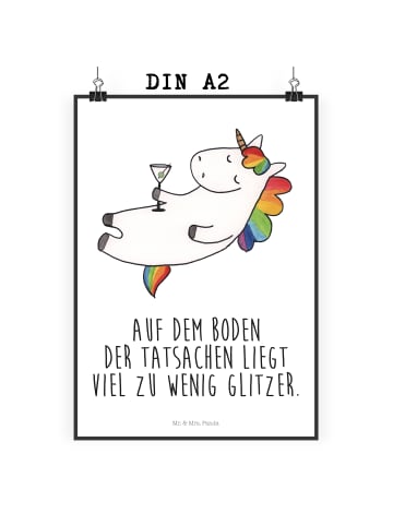 Mr. & Mrs. Panda Poster Einhorn Blümchentail mit Spruch in Weiß