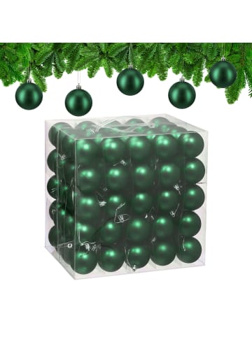 relaxdays 100 x Weihnachtskugeln Set in Dunkelgrün