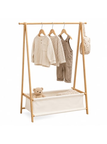 relaxdays Kinder-Kleiderständer in Natur/ Weiß - (B)66 x (H)106 x (T)36 cm