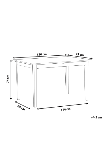 Beliani Esszimmertisch HOUSTON in Schwarz/Braun - (W) 75 x (H) 74 x (L) 120 cm
