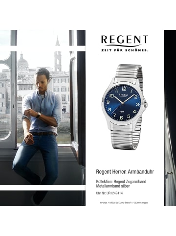 Regent Armbanduhr-Analog silber mittel (ca. 39mm) Regent Zugarmband