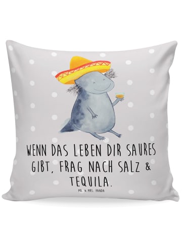 Mr. & Mrs. Panda Kopfkissen Axolotl Tequila mit Spruch in Grau Pastell