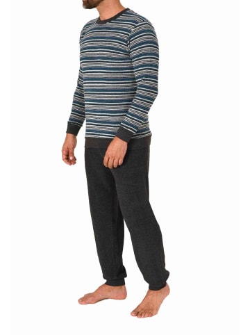 NORMANN langarm Frottee Schlafanzug Pyjama Bündchen - 82303 in marine