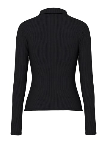 Pieces Langarm-Poloshirt in Black