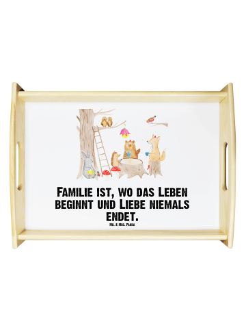Mr. & Mrs. Panda Holztablett Waldtiere Picknick mit Spruch in Weiß