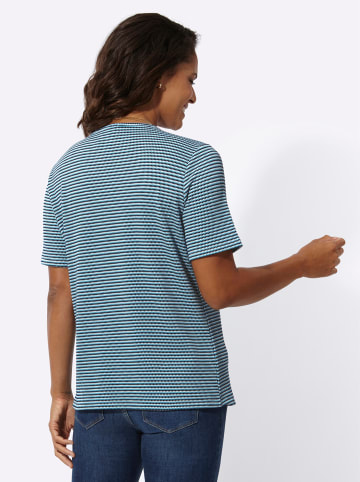 WITT WEIDEN Kurzarmshirt in marine-weiß-gemustert