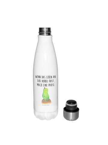 Mr. & Mrs. Panda Edelstahl Trinkflasche Schildkröte Pause mit Sp... in Weiß