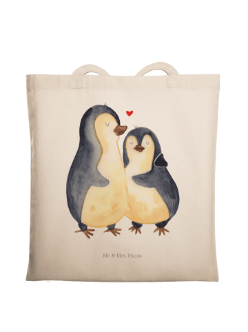 Mr. & Mrs. Panda Büchertasche Pinguin umarmen ohne Spruch in Creme