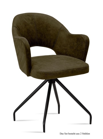 58 aufm Kessel ARMLEHNSTUHL (2er-Set) Dikana 59x87x61 Schwarz/Khaki