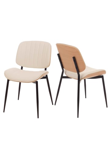 MCW 2er-Set Esszimmerstuhl O44, Natur, weiß