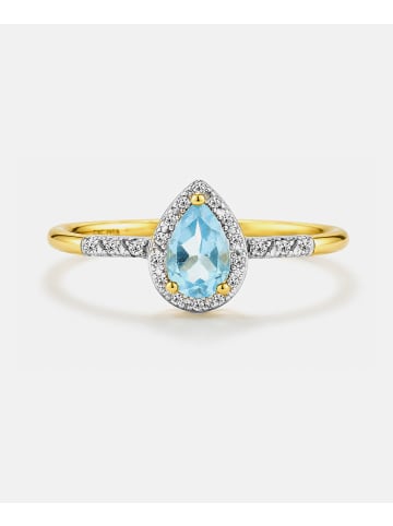 Diamant L'éternel Ring, mit Blautopas, 375 Gelbgold