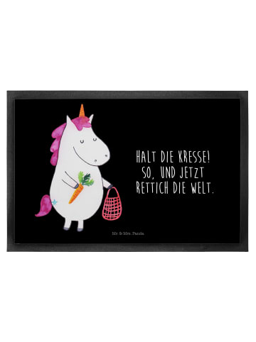 Mr. & Mrs. Panda Sauberlaufmatte Einhorn Gemüse mit Spruch in Schwarz