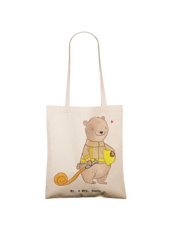 Mr. & Mrs. Panda baumwoll shopper Bär Freiwillige Feuerwehr ohne... in Creme