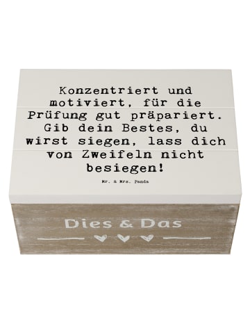 Mr. & Mrs. Panda Box Spruch Prüfungen bestehen mit Spruch in Weiß