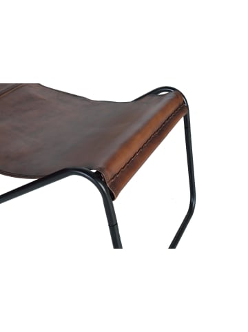 Giner y Colomer Sessel mit Naturleder und braunem Metall bezogen in Brown