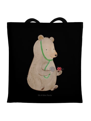 Mr. & Mrs. Panda Shopping Bag Bär Arzt ohne Spruch in Schwarz