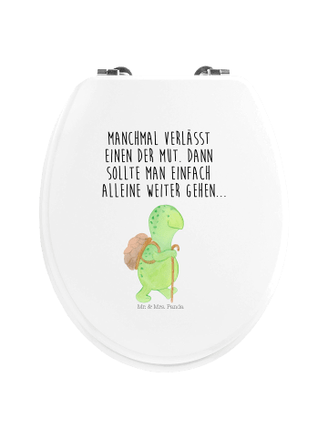 Mr. & Mrs. Panda Motiv WC Sitz Schildkröte Wanderer mit Spruch in Weiß
