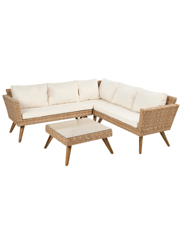 Beliani 11-tlg Sitzgruppe VITTORIA in Weiß/Beige/Braun