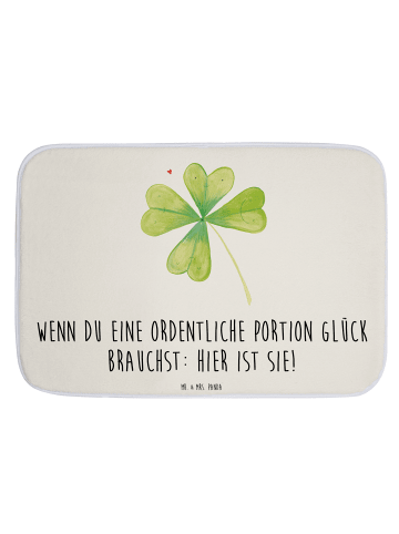 Mr. & Mrs. Panda Badteppich Blume Kleeblatt mit Spruch in Weiß