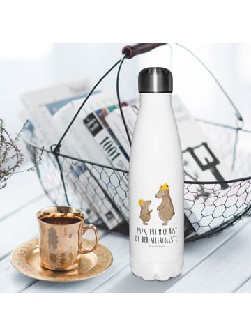 Mr. & Mrs. Panda Thermosflasche Bären mit Hut mit Spruch in Weiß