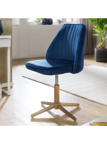 KADIMA DESIGN Samt Drehstuhl TANARO - Verstellbare Höhe, stilvoll, bequem in Blau