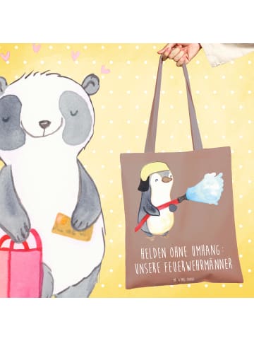 Mr. & Mrs. Panda ToteBag Feuerwehrmann Helden mit Spruch in Braun Pastell